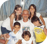 Publio e os netos Rebecca, Thais, Rodrigo, Marina e Thomas